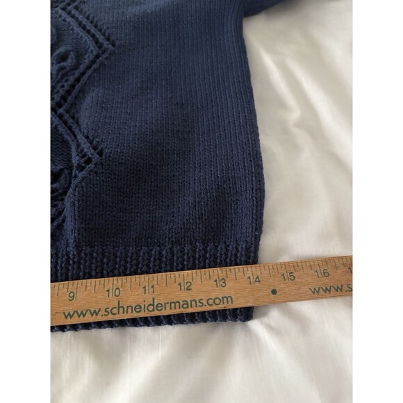 Vintage Mark Shale Sweater Size Medium Blue Wool Turtleneck Hand Knitted Tulips - Picture 9 of 11